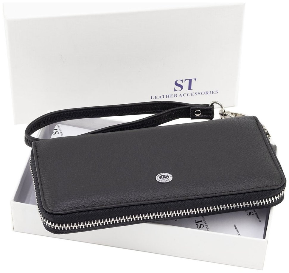 Кошелек на молнии черного цвета ST Leather (17270) modnotak фото №12