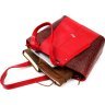 Просторная женская кожаная сумка красного цвета с ручками KARYA (2420875) - 8