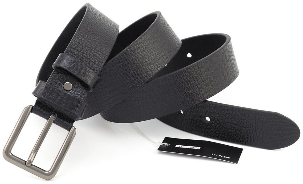Универсальный мужской ремень из итальянской кожи Gherardini 40809 черный modnotak фото №3