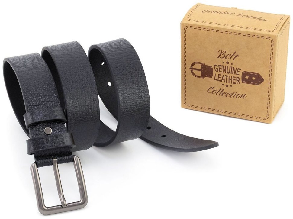 Универсальный мужской ремень из итальянской кожи Gherardini 40809 черный modnotak фото №5