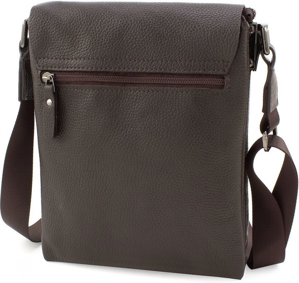 Шкіряна чоловіча сумка коричневого кольору з клапаном Leather Collection (11117)