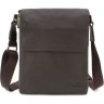 Кожаная мужская сумка коричневого цвета с клапаном Leather Collection (11117) - 4