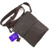Шкіряна чоловіча сумка коричневого кольору з клапаном Leather Collection (11117) - 5