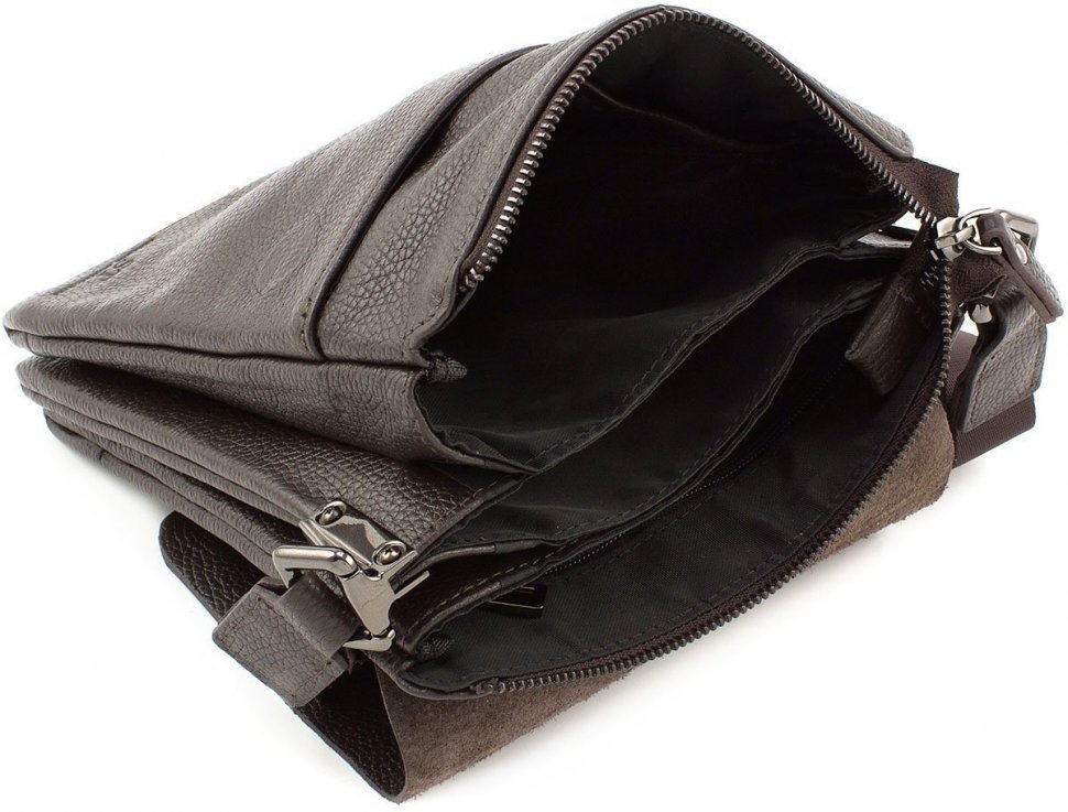Шкіряна чоловіча сумка коричневого кольору з клапаном Leather Collection (11117)