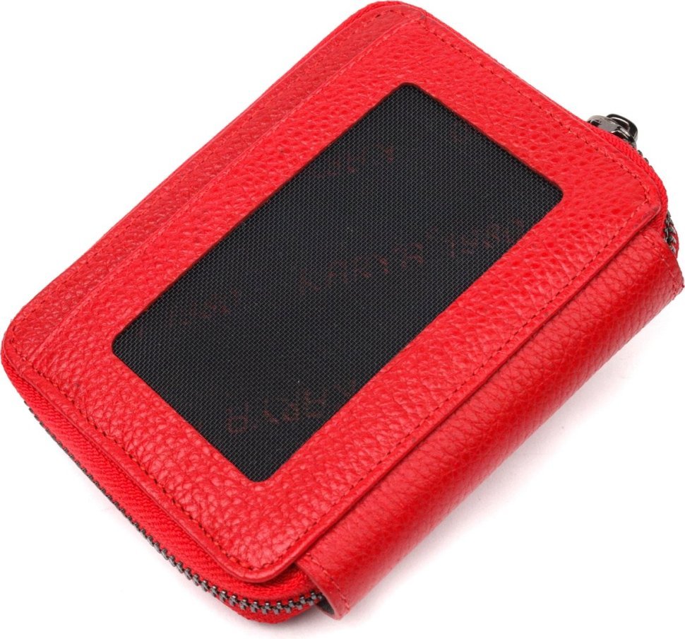 Червоний жіночий гаманець із натуральної фактурної шкіри KARYA (2420975)