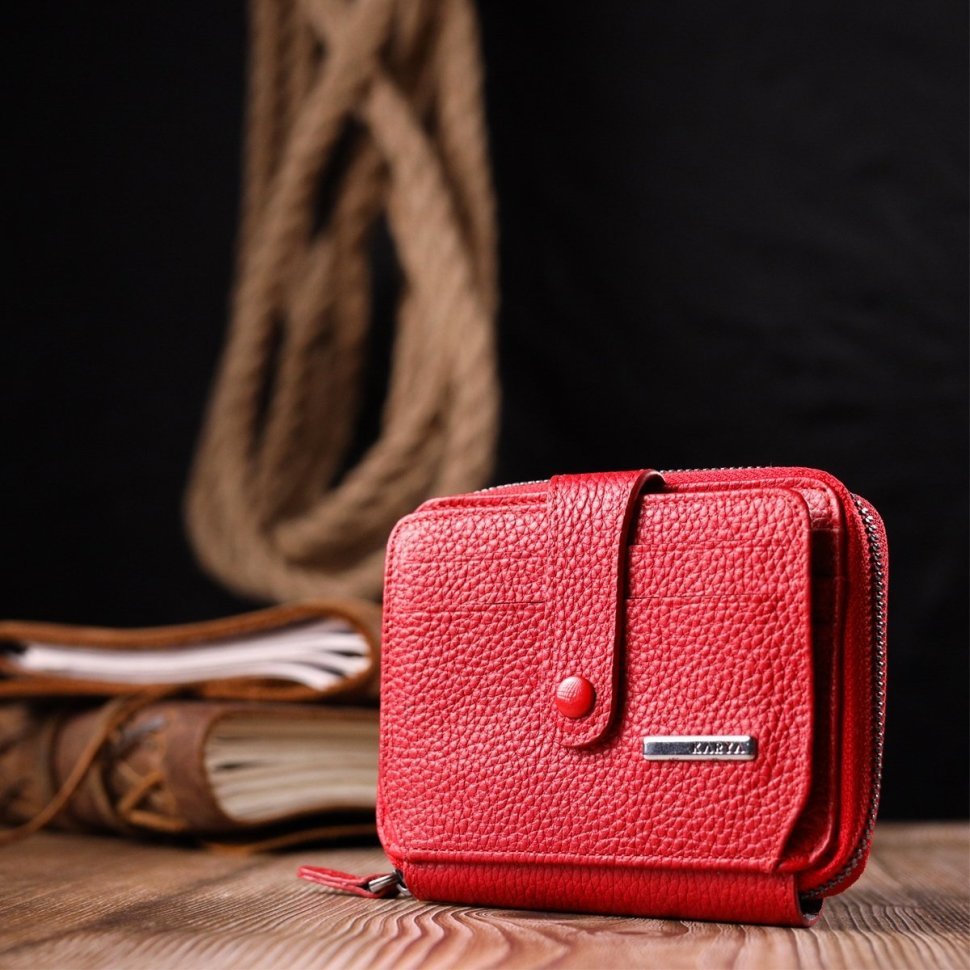Красный женский кошелек из натуральной фактурной кожи KARYA (2420975)