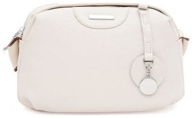 Компактная женская сумка кросс-боди из натуральной фактурной кожи белого цвета Borsa Leather 94689