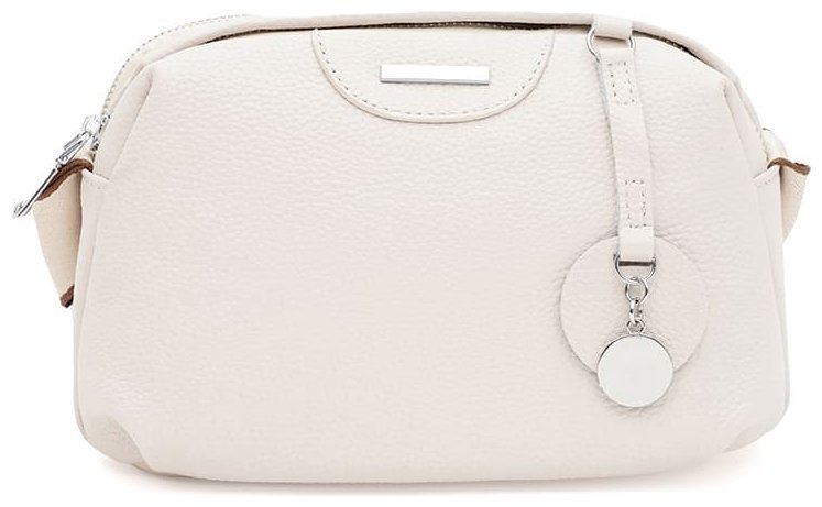 Компактная женская сумка кросс-боди из натуральной фактурной кожи белого цвета Borsa Leather 94689 modnotak фото №1