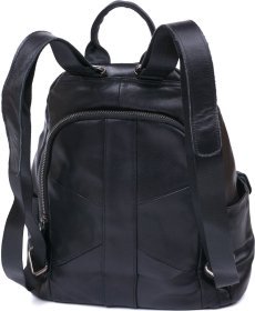 Кожаный женский рюкзак в черном цвете среднего размера Vintage (20374)