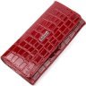 Лаковый женский кошелек красного цвета из натуральной кожи с тиснением под крокодила KARYA (2421175) - 1