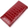 Лаковый женский кошелек красного цвета из натуральной кожи с тиснением под крокодила KARYA (2421175) - 2
