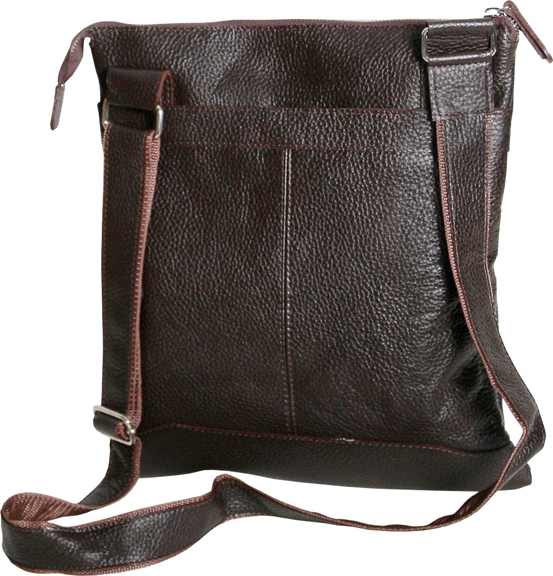 Вертикальная мужская сумка из коричневой кожи с плечевым ремнем Vip Collection (21092)