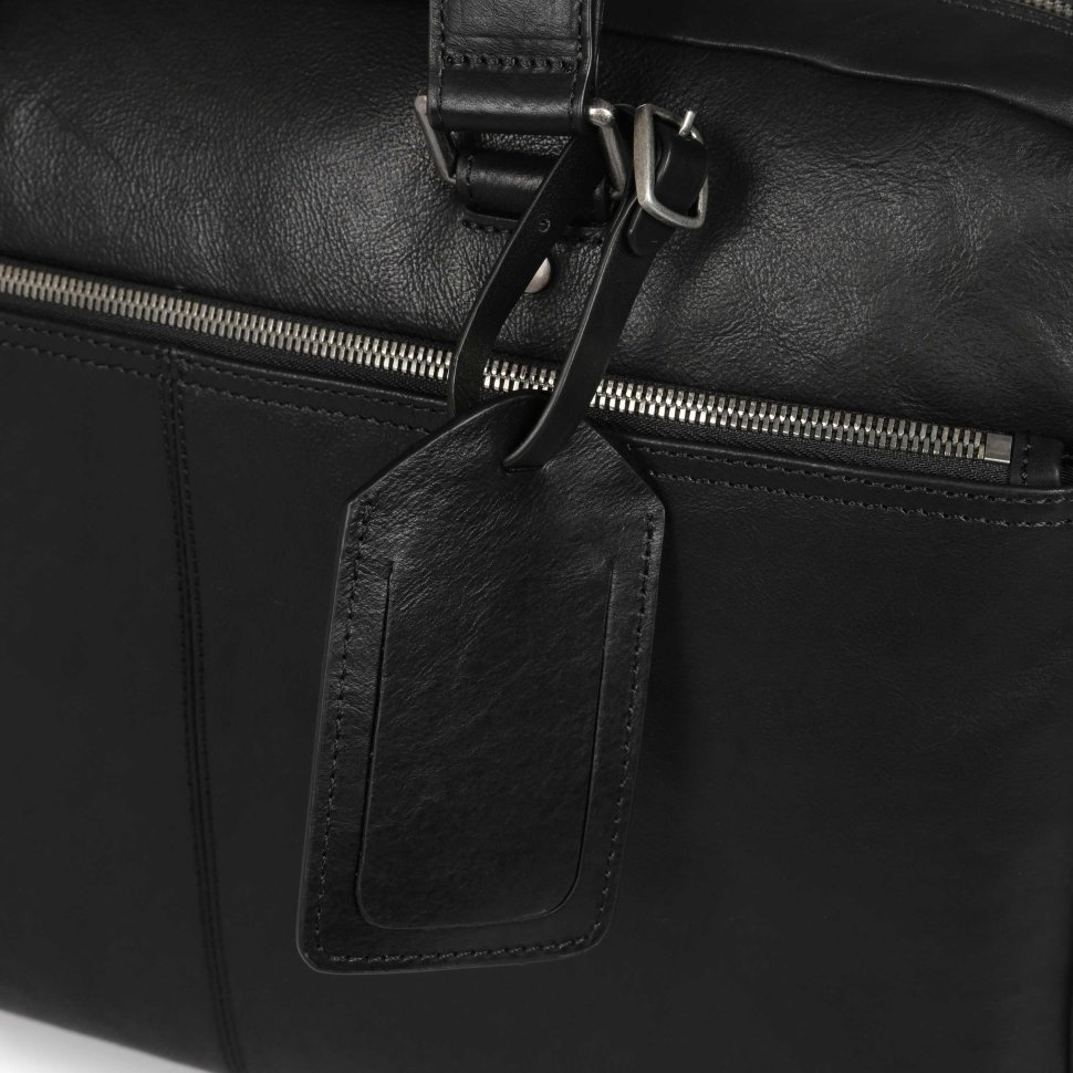 Ділова чоловіча сумка преміальної якості із натуральної чорної шкіри Blamont (21488)