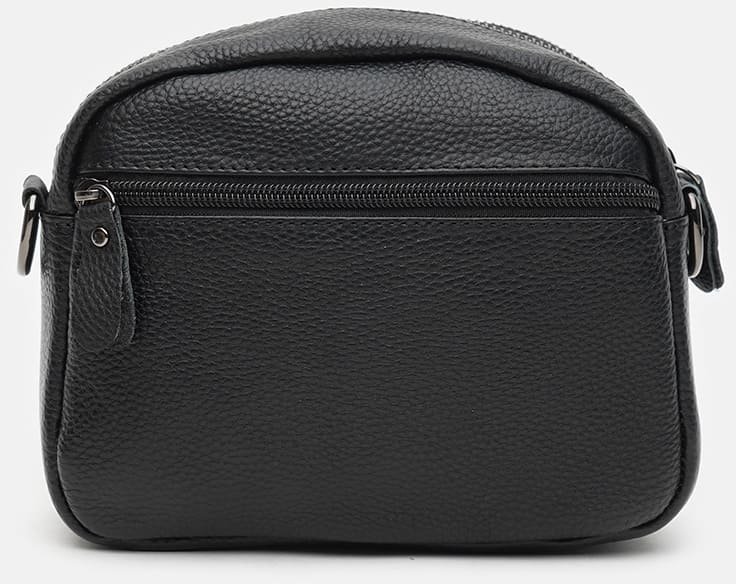 Женская маленькая сумка-кроссбоди из черной кожи на молнии Keizer (21271)