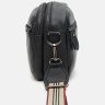 Жіноча маленька сумка-кроссбоді із чорної шкіри на блискавці Keizer (21271) - 5