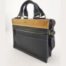 Мужская деловая сумка из кожи Крейзи черная с желтым VATTO (11731) - 4