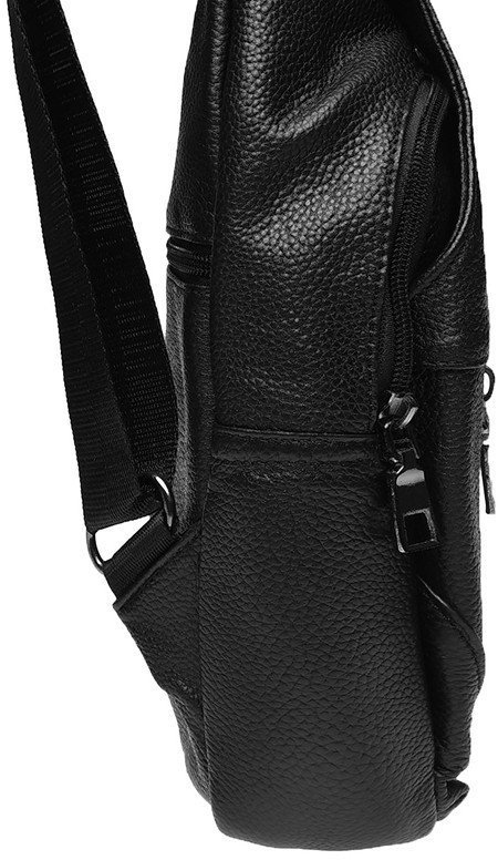 Чоловіча шкіряна повсякденна сумка-рюкзак чорного кольору Keizer (19341)