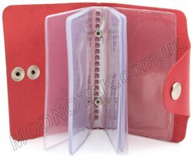 Червона жіноча візитниця з фіксацією ST Leather (18858)