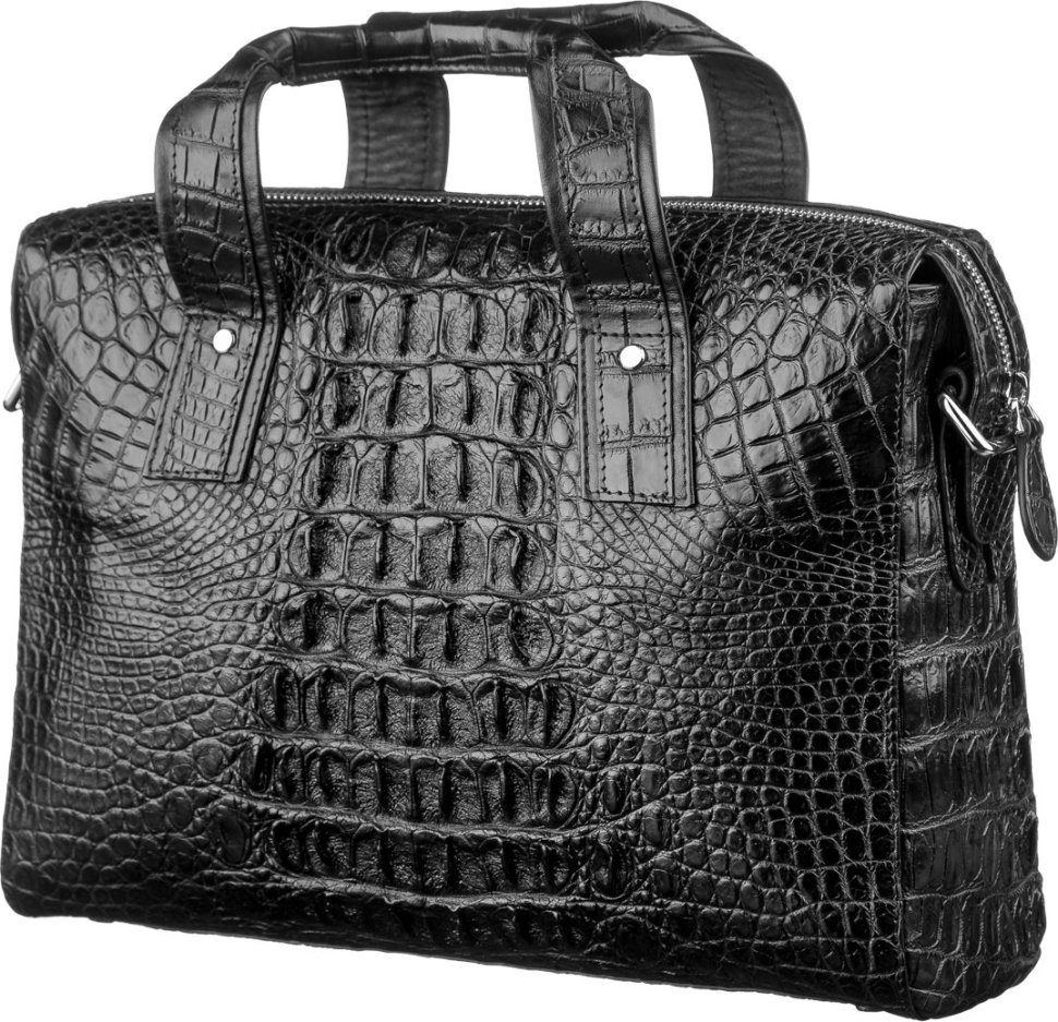 Ділова сумка з натуральної шкіри крокодила чорного кольору CROCODILE LEATHER (024-18022)