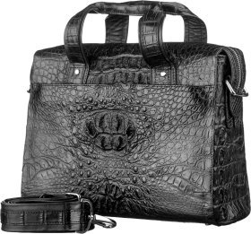 Деловая сумка из натуральной кожи крокодила черного цвета CROCODILE LEATHER (024-18022)