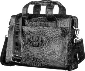 Деловая сумка из натуральной кожи крокодила черного цвета CROCODILE LEATHER (024-18022)