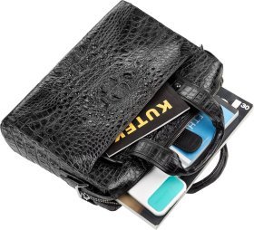 Деловая сумка из натуральной кожи крокодила черного цвета CROCODILE LEATHER (024-18022)