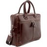 Стильная мужская сумка под ноутбук из гладкой кожи темно-коричневого цвета Issa Hara (21186) - 4