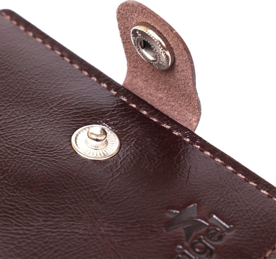 Класичне чоловіче портмоне коричневого кольору з натуральної гладкої шкіри Shvigel (2416506)