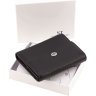 Женский кошелек из фактурной кожи черного цвета с фиксацией на магнит ST Leather 1767289 - 9