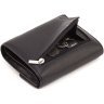 Женский кошелек из фактурной кожи черного цвета с фиксацией на магнит ST Leather 1767289 - 5