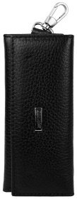 Ключница из натуральной кожи флотар на кнопке Desisan 107389 черного цвета