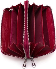 Червоний жіночий гаманець із натуральної шкіри на дві блискавки ST Leather 1767389