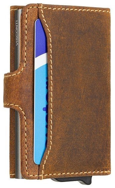 Светло-коричневый мужской кошелек-картхолдер из винтажной кожи Visconti Fireblade 77389