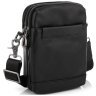 Миниатюрная мужская сумка на плечо из натуральной кожи в классическом черном цвете Tiding Bag 77489 - 1