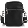 Миниатюрная мужская сумка на плечо из натуральной кожи в классическом черном цвете Tiding Bag 77489 - 4