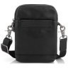 Миниатюрная мужская сумка на плечо из натуральной кожи в классическом черном цвете Tiding Bag 77489 - 5