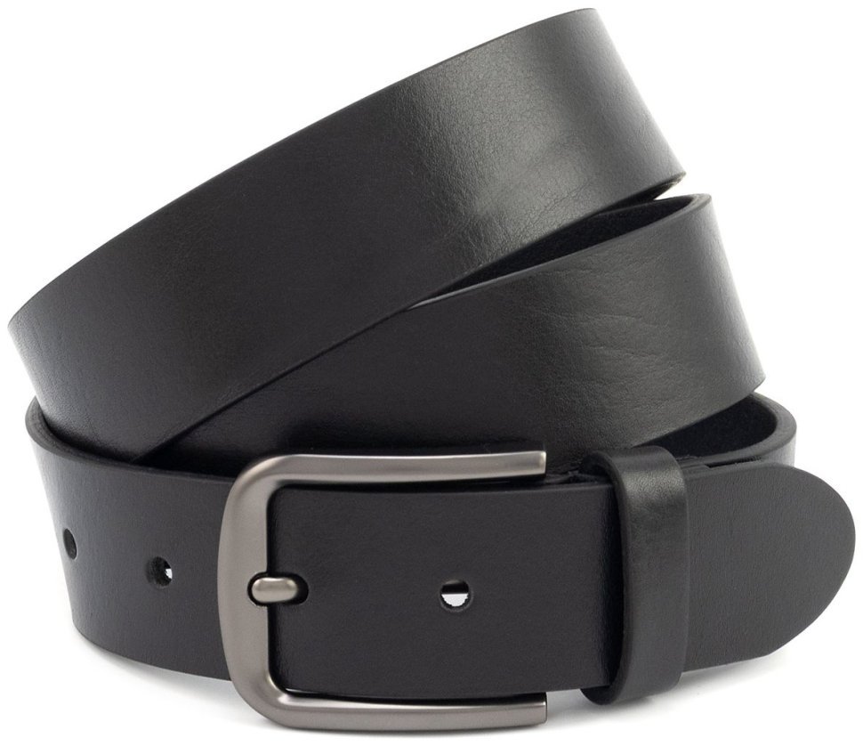 Мужской ремень из итальянской кожи с классической пряжкой Gherardini 40585 черного цвета modnotak фото №1