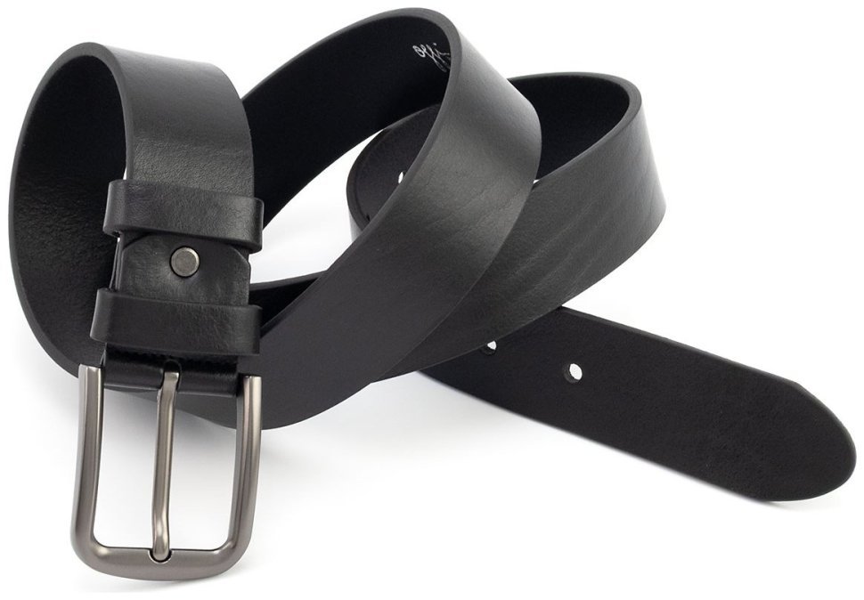 Мужской ремень из итальянской кожи с классической пряжкой Gherardini 40585 черного цвета modnotak фото №3