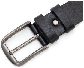 Мужской ремень из итальянской кожи с классической пряжкой Gherardini 40585 черного цвета