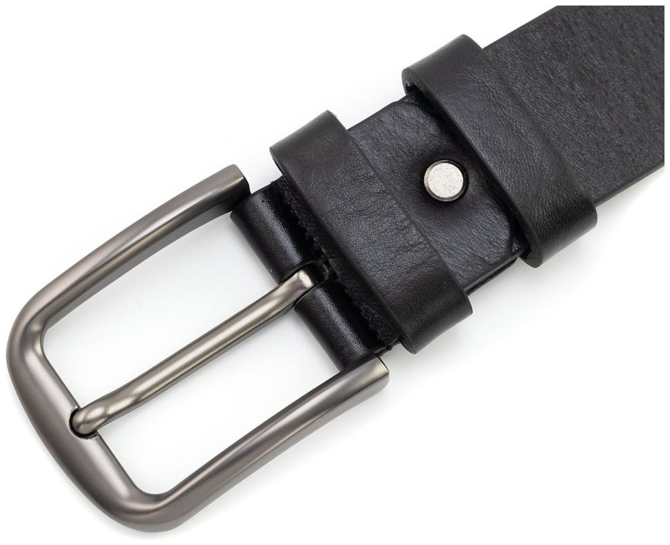 Мужской ремень из итальянской кожи с классической пряжкой Gherardini 40585 черного цвета modnotak фото №2