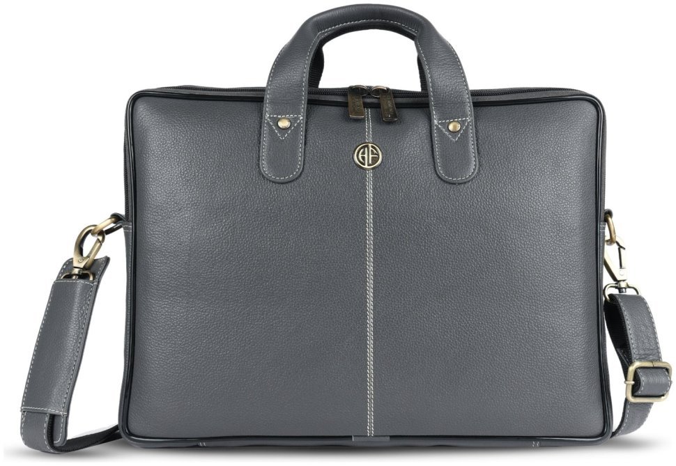 Мужская кожаная сумка через плечо для ноутбука до 13"  Hammonds Flycatcher LB105 серого цвета 107989 modnotak фото №1