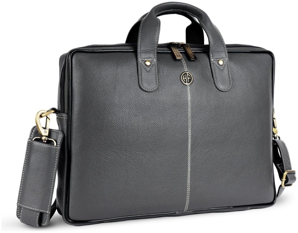 Мужская кожаная сумка через плечо для ноутбука до 13"  Hammonds Flycatcher LB105 серого цвета 107989 modnotak фото №3