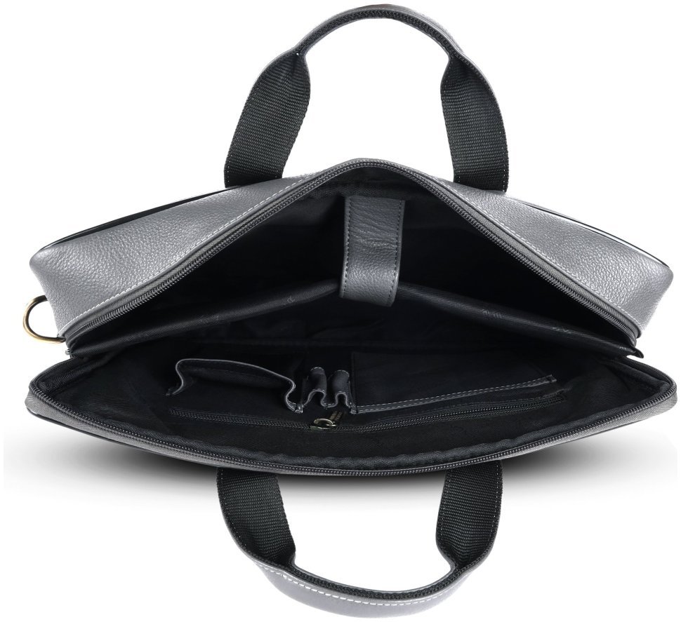 Мужская кожаная сумка через плечо для ноутбука до 13"  Hammonds Flycatcher LB105 серого цвета 107989 modnotak фото №5