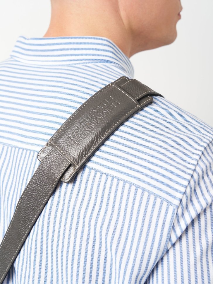 Мужская кожаная сумка через плечо для ноутбука до 13"  Hammonds Flycatcher LB105 серого цвета 107989 modnotak фото №10