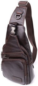 Вместительная сумка-слинг для мужчин из натуральной кожи коричневого цвета Vintage 98189
