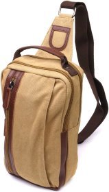 Текстильная мужская сумка через плечо песочного цвета Vintage 2422194