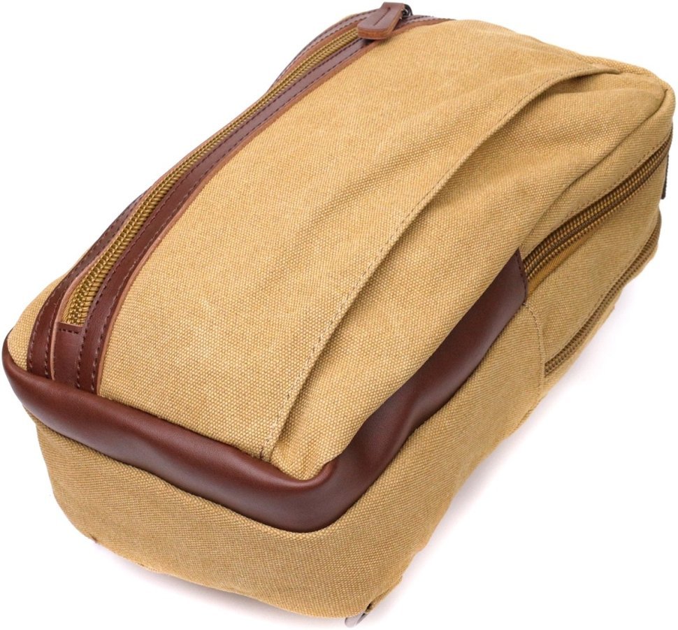 Текстильна чоловіча сумка через плече пісочного кольору Vintage 2422194