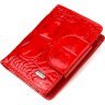 Лакований вертикальний жіночий гаманець із натуральної червоної шкіри з тисненням під крокодила CANPELLINI (2421681) - 1