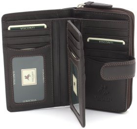 Женский коричневый кошелек из натуральной кожи с RFID - Visconti 68789