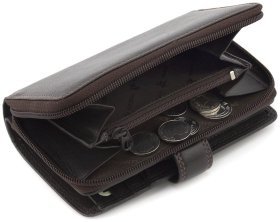 Жіночий коричневий гаманець з натуральної шкіри RFID - Visconti 68789